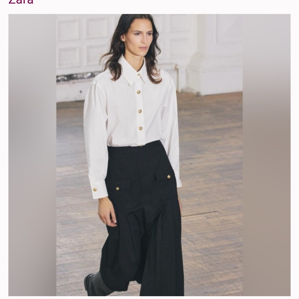 Zara White Dress with Gold Buttons